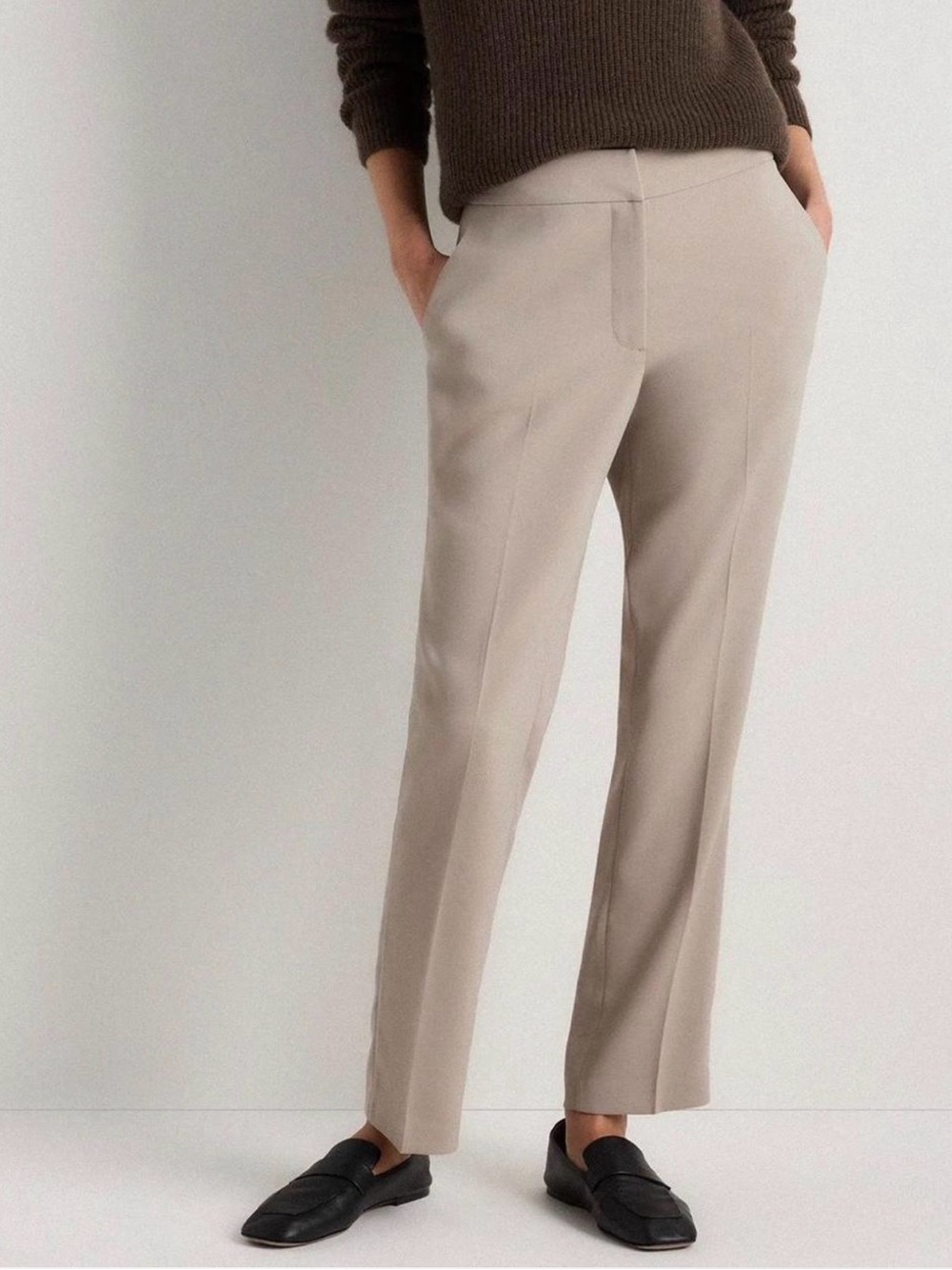 Quince Crepe ankle Pants in Morel Grey
